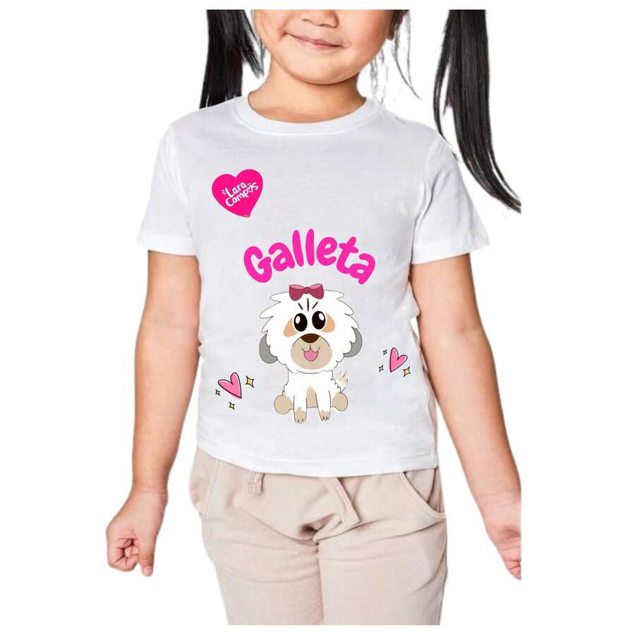 Playera De Galleta Lara Campos Para Niñas Moda Premium - Blanco - Ver 1