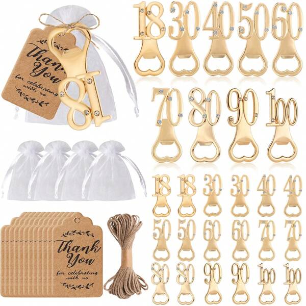 Flaschenöffner zum Geburtstag, geeignet für 15., 18., 21., 25., 30., 40., 50., 55., 60., 65., 70., 75., 80., 90., 100. Geburtstags-Party Geschenke oder Hochzeitstags-Party Geschenke. Bereiten Sie Bierflaschenöffner Party Geschenke für Gäste als Dekoration vor