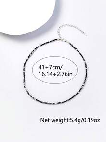Nooxian 1 Vòng Cổ Hạt Cơm Bện Màu Xanh Bohemian Với Hoa Nhỏ, Số Lượng & Màu Sắc Hạt Ngẫu Nhiên - màu đen - Xem 7