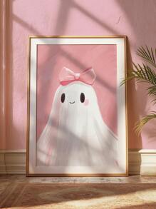 1pc, Canvas Wall Art, Framed Art Decor, Waterproof, Vintage Pink Bow Spooky, Halloween Children's Room Decor, Spooky In Pink Bathtub, Edgy Fashion Home Decor, Cute And Charming Spooky Paintings, Fall Decor, Halloween Decor, Room Decor, Dorm Room Decor, Bedroom Home, Wall Decor, Back To School Decor, School Dorm Decor, Bathroom Decor