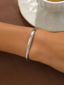 1 PC Thời Trang Chữ Đồ Họa Vòng Đeo Tay Cho Phụ Nữ Để Trang Trí Hàng Ngày - Bạc - Xem 5