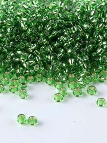 GO2CJBEADS 10 جرام متعدد الألوان حبيبات زجاجية دائرية بقطر 2 مم بخط فضي للاستخدام في صناعة الأساور DIY