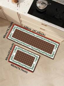 1 pezzo Tappetino da cucina in diatomite, con motivo a rombi verdi e marroni, design a grano, stile minimalista di lusso, che allevia la fatica in cucina, impermeabile e resistente allo sporco, spessore 3mm, personalizzabile, tappetino in silicone morbido e confortevole, con strato superiore in tessuto, strato intermedio in spugna e strato inferiore in gomma, adatto per cucina, bagno, ingresso, lavanderia