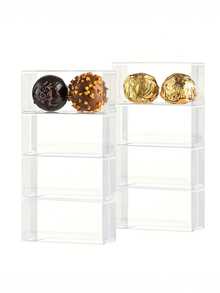 5件透明空白巧克力包装盒迷你蛋糕马卡龙塑料盒长方形盒糖果饼干礼盒烘焙糕点PET盒 - 彩色 - 查看 10