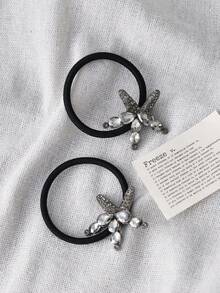 1pc Luxury Rhinestone Starfish Hair Scrunchie, Women's Fashion Elegant Ponytail Holder, Versatile Hair Tie