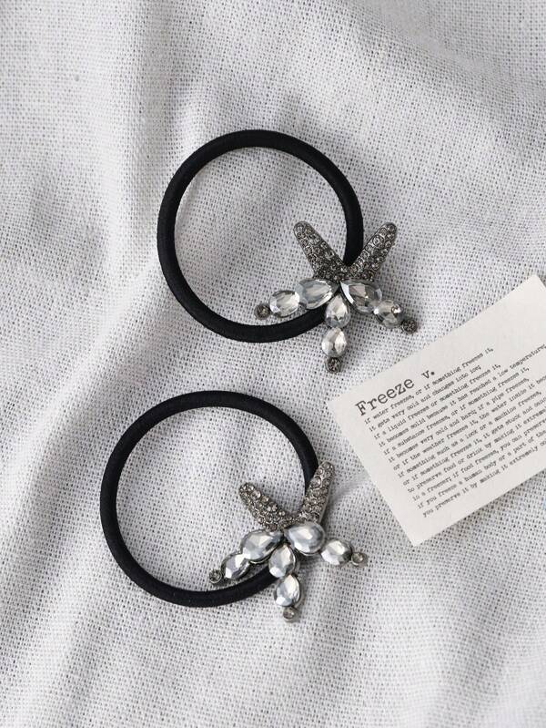1pc Women's Fashionable Rhinestone Gun & Pentagon Star Design Hair Scrunchie, Versatile Ponytail Holder Hair Accessory