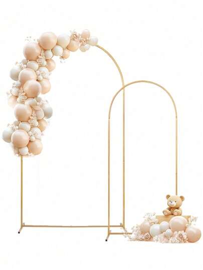 Metal Arch Backdrop Stand, 7.2FT, 6.6FT,6FT Back Drop Arch, Metal Balloon Arch Frame,Easy To Assemble, Gold Arch Stand For Parties, Birthday, Baby Shower(No Cover)