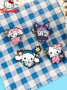 Sanrio 4 peças, broche de gaivota mágico de Halloween, distintivo japonês HelloKitty, broche de desenho animado fofo, acessórios de decoração, mochila de broche de esmalte fofo para escola