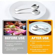 KUAOOAUK 6-teiliges Servierbesteck-Set, inklusive 3 Servierlöffeln mit Schlitzen und 3 Servierlöffeln aus Edelstahl, hochglanzpoliert, spülmaschinenfest