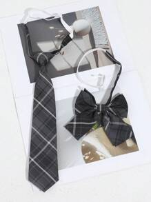 2 Stücke Damen Mode Streifen Gitter Fliege Set, geeignet für tägliche Partys, Geschäft und Sportreisen