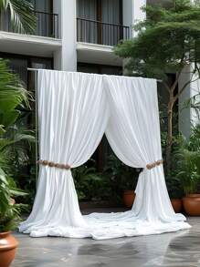 1 pieza Cortina de fondo para ceremonia de boda de satén blanco romántico de poliéster en 3 tamaños (27.5in X118.4in - 78.7in X78.7in X120.2in), adecuada para bodas, fiestas de boda, cumpleaños, aniversarios, San Valentín, Día de la Madre, Navidad, y celebraciones