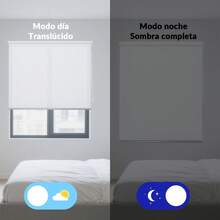 Translucent Roller Blind, Plain Roller Blind - Easy Wall Or Ceiling Mounting, Various Colors, Free 24/48h Delivery To The Iberian Peninsula - Xanh đậm - Xem 4