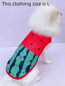 1pc Watermelon Design Breathable Mesh Pet Vest, Suitable For Small & Medium Pets, Spring/Summer - Multicolor - View 3