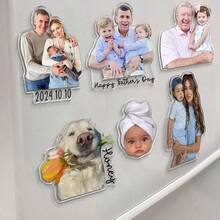 Personalized Photo Acrylic Fridge Magnet, Customized Photo Fridge Decor, Father's Day Gift, Acrylic Customized Photo Fridge Magnet, Unique Memento For Family And Loved Ones, Father's Day And Thanksgiving Gift, Suitable For Breakfast, Personal Items