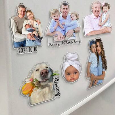 Personalized Photo Customization Acrylic Refrigerator Sticker, Personalized Photo Refrigerator Decoration, Father's Day Gift, Acrylic Customized Photo Refrigerator Sticker, Unique Souvenirs For Family And Loved Ones, Father's Day And Thanksgiving Gifts,Brunch-Ready,Personal Items