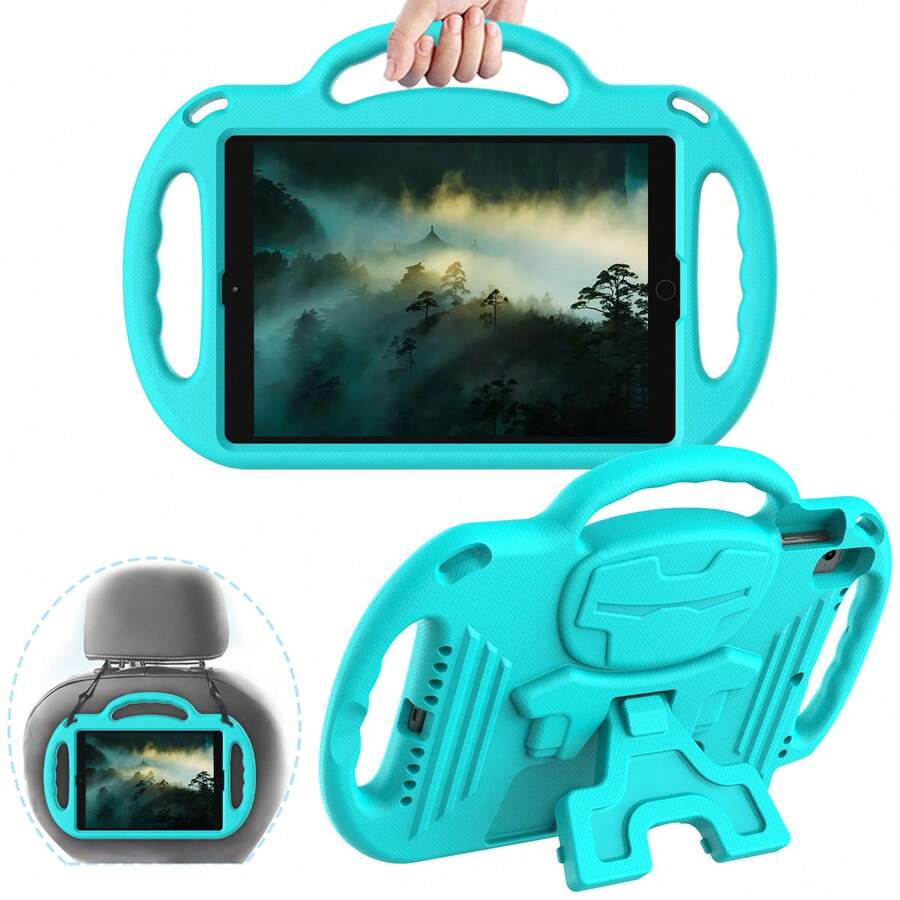 适用于 iPad/三星 Galaxy/Fire/ 的保护壳，带挂绳、支架和手柄，防震软壳 - 薄荷藍 - 查看 1