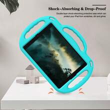 适用于 iPad/三星 Galaxy/Fire/ 的保护壳，带挂绳、支架和手柄，防震软壳 - 薄荷藍 - 查看 4