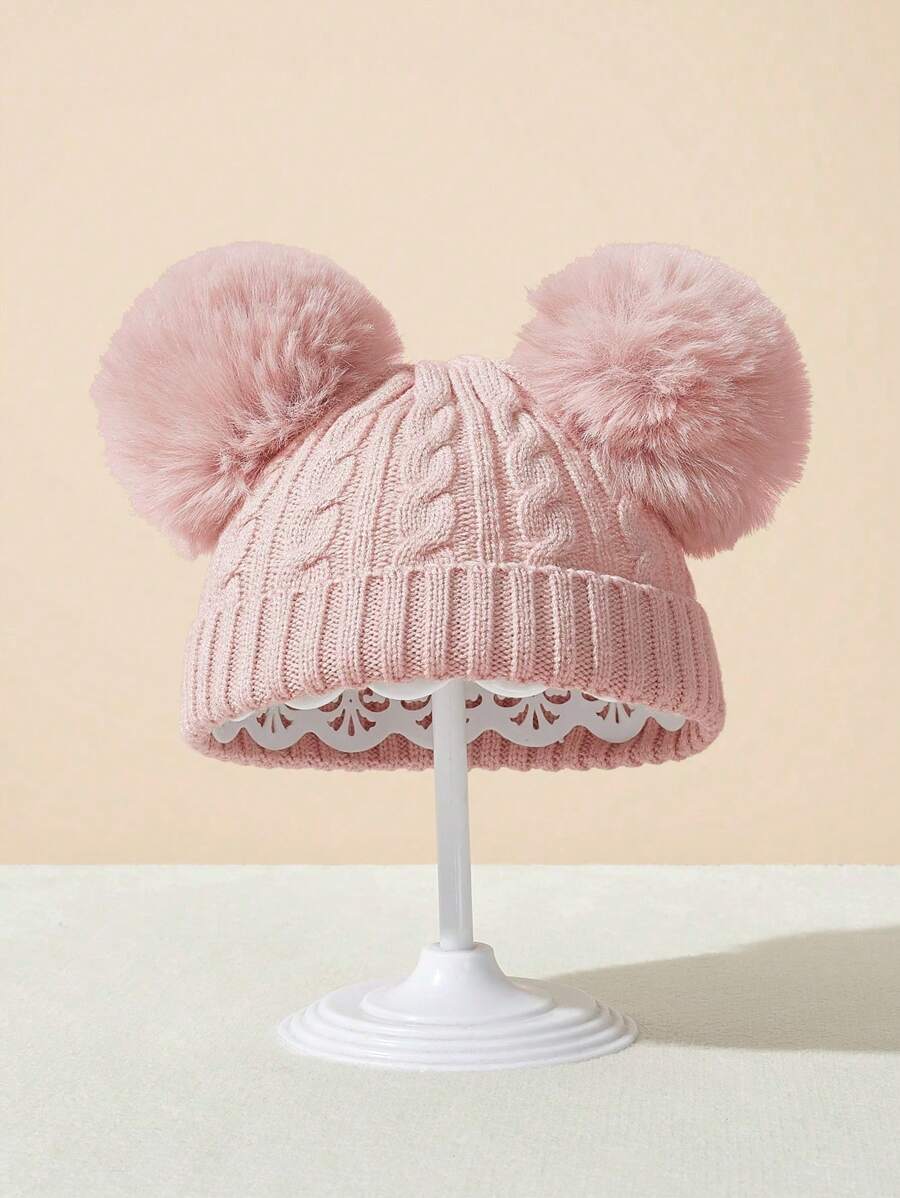 1 pieza Gorro de punto acanalado de hilo de alma para bebés y niños, gorra cálida para otoño e invierno