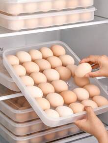 Egg Storage Box For Refrigerator, Household Egg Holder, Anti-Rolling Egg Preservation Box For Kitchen Fridge - Transparent - View 4