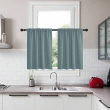Local Delivery Black Blackout Curtains 63 Inch Length, Room Darkening Thermal Insulated Noise-Reducing Black Out Curtains For Bedroom Living Room Windows, Back Tab Rod Pocket, W52 X L63 Inches, 2 Panels - 霧霾藍 - 查看 2