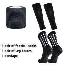 1 Set de calentadores de pierna antideslizantes para fútbol, envoltura de calcetines deportivos, equipo para juegos - Multicolor - Ver 15