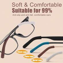 3 Pairs Eye Glasses Ear Grippers, Soft Knitting Cotton Arm Cushion Glasses Behind Ear, Anti Slip Eye Glass Ear Grips, Non Slip Ear Pads Glasses, Eyeglasses Temple Tips Pain (BLK&BRN&Gry) - 3 Pairs - Mixed Black & Grey & Brown - View 7