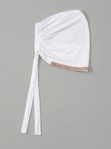 1 Stück Modische Damen Stirnband mit Strass in Einfarbig, Muslim Kopftuch Accessoire, vielseitig, weich und atmungsaktiv, Hijab Kappe, weißes Tuch, passendes Viskose Kopftuch mit Strass Design, hebt hochwertigen Stil für den täglichen Gebrauch hervor