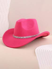 1 pieza Sombrero vaquero de mezclilla para niños, sombrero de fieltro suave de unicolor, sombrero vaquero occidental para adolescentes, adecuado para festivales, fiestas, salidas - Estilo 1 - Ver 12