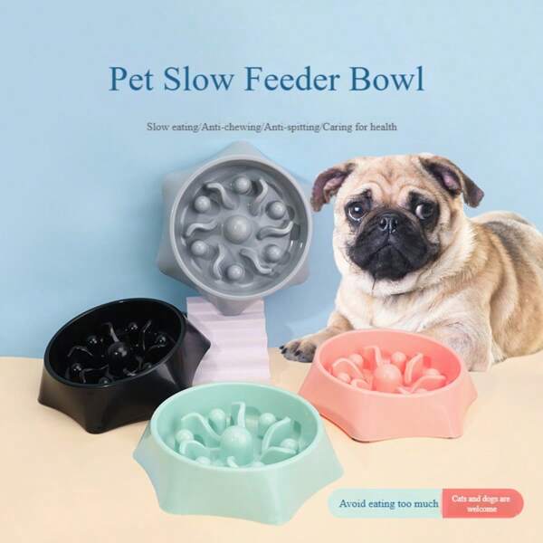Dog Bowl Slow Feeder Dog Bowl Bloat Stop Dog Food Bowl Interactive Puzzle Healthy Eating Bowl (Three Colors)