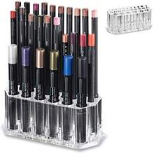Organizador de maquillaje de acrílico para delineador de ojos y lápiz de labios - 26 espacios para 20 lápices estándar y 6 jumbo - Estuche de exhibición recargable para cosméticos - transparente - Ver 1