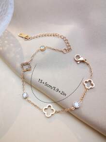 1P‌ Floral Engraved 18K Gold Plated Stainless Steel Chain Bracelet,Suitable For Sending Wives, Girlfriends, And Best Friends