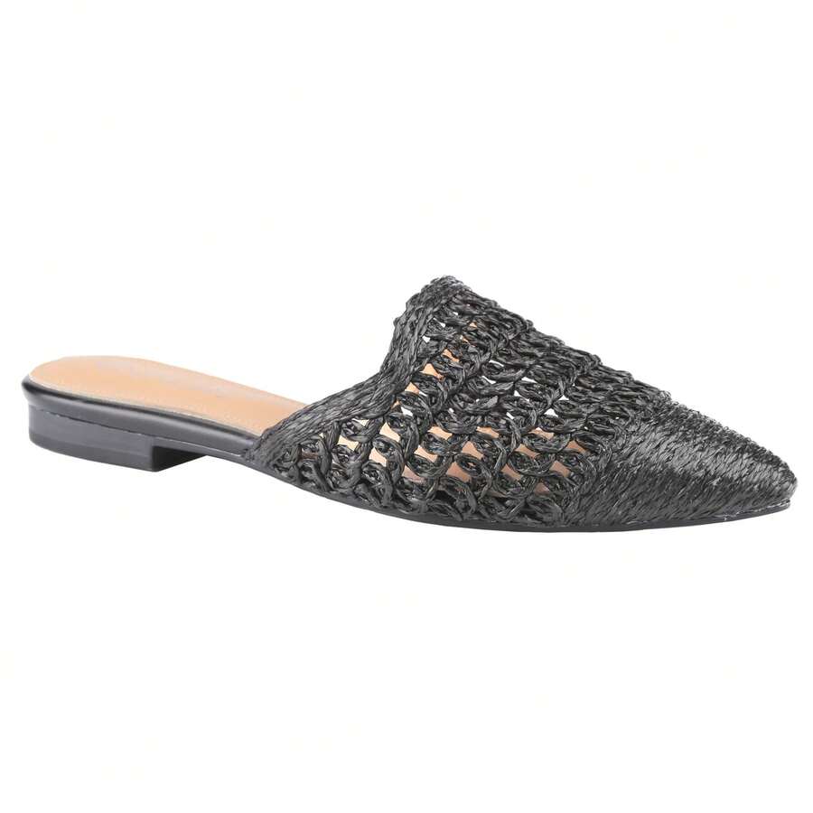 Belovely Woven Whisper: Chic Woven Mules [BETH-10] - Black - View 1