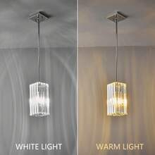 YQYYFC Modern Pendant Light Chrome Rectangle Pendant Lighting Mini Crystal Chandeliers Adjustable Pendant Light Fixture For Kitchen Island Dinning Room Living Room Corridor Bedroom(Chrome 1-Pack) - Chrome - 查看 9