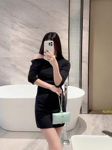 女士时尚水钻缎面盒状手拿包，适合晚会、庆典、派对、圣诞舞会、手提 - 薄荷綠 - 查看 10