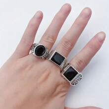 20pcs/Pack Vintage Black Oil Dripped Alloy Rings For Men, Punk Mixed Style Rings Suit For Couples, Parties, Weddings, Daily Wear, Fashion Jewelry Gift, Randomly Shipped