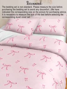 3件套粉色条纹蝴蝶结女孩可爱数码印花被套套装（1个被套不含填充物+2个枕套不含填充物），日常涤纶柔软亲肤面料，适用于卧室、主卧、客房、四季皆宜、宿舍床上用品、宿舍装饰、温馨家居、装饰床上用品 - 彩色 - 查看 6