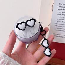 3D Stereo Heart Glasses Pendant Earphone Case Hard Shell Protective Cover Compatible With Apple 3/2/Pro/Pro2, FreeBuds 4/5i/SE2, Galaxy Buds Pro/Live 2, Compatible With Redmi Buds 5/5 Pro, OPPO Enco Air - Grey - View 5