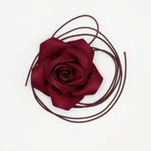 Blooming Satin Rose Lace-Up Necklace, Waist Chain, Chest Flower Shapewear Waist Belt, Vintage Decorative Accessory For Women