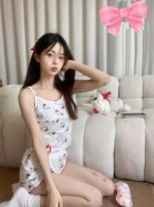 Sanrio Sanrio Pijamale sexy cu bretele pentru femei de primăvară și de vară, stil nou, pijamale pentru femei de vară, subțiri, haine de casă, pot fi purtate afară