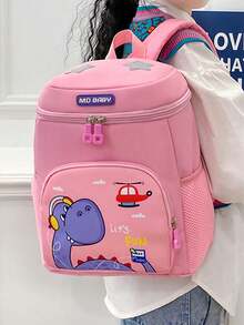 1pc Super Cute Dragon Cartoon Printed Children's Backpack, Padded Shoulder Straps Design, Suitable For School And Daily Use