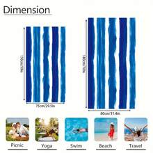 1pc Extra Large Microfiber Quick-Dry Striped Beach Towel, Rectangular, Perfect For Travel, Swimming, Yoga, And Picnic - Blue - View 4