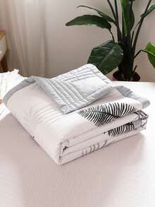 1 件奢华蓝色格子夏季被子 - 柔软涤纶混纺，可机洗，现代风格，非常适合卧室装饰，卧室必需品 | 现代被子设计 | 涤纶纤维，夏季舒适，秋季装饰，秋季装饰，房间装饰 - 黑與白 - 查看 2