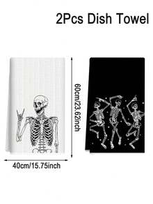 Set de 2 toallas de cocina de Halloween, toallas suaves para platos, toallas de mano absorbentes para té, toallas de té de secado rápido para lavar platos, decoraciones de Halloween, decoración de cocina de Halloween, decoración del comedor, paños de cocina para hornear y cocinar, paños de limpieza, suministros de Halloween, suministros de cocina, decoración del hogar