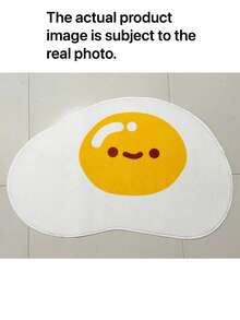 1pc Cartoolike Fried Egg Design Shaggy Area Rug, Soft Plush Carpet For Living Room, Bedroom, Kitchen, Holiday Decoration, Suitable For All Seasons, Indoor Use - Multicolor - View 4
