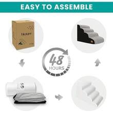New Dog Stairs For All Dogs, 20.5" H 4 Step Curved Dog Ramp For High Bed And Couch, Foam Dog Ramp   Non-Slip Waterproof Fabric Cover, Pet Stairs For Pets Joints, Light Grey - 淺灰色 28.6x 15.7x 20.5 - 查看 7