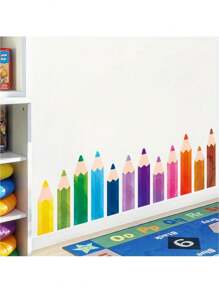 1 Set Watercolor Pencil Decorative Stickers For Classroom/Bedroom Decor, Glass Window, Office Switch Decoration, Scrapbooking, Stationery, School Supplies School Supplies,Back To School