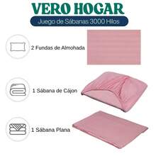 Juego de Sabanas 3000 (1 Sabana Plana, 1 Sabana de Cajon y Funda de Almohada) Textura Algodon Individual - Rosa coral - Ver 3