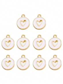 20pcs Fashionable Heart Shaped Drip Oil Zinc Alloy Pendants, Suitable For DIY Earrings, Necklaces, Bracelets Making