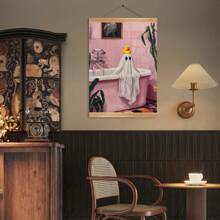 1pc, Canvas Wall Art, Framed Art Decor, Waterproof, Vintage Pink Bow Spooky, Halloween Children's Room Decor, Spooky In Pink Bathtub, Edgy Fashion Home Decor, Cute And Charming Spooky Paintings, Fall Decor, Halloween Decor, Room Decor, Dorm Room Decor, Bedroom Home, Wall Decor, Back To School Decor, School Dorm Decor, Bathroom Decor