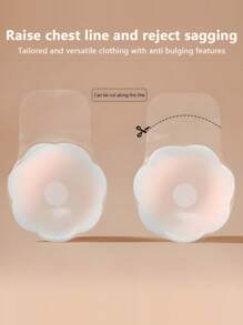 1 Pair Silicone Breast Lift Tape, Invisible Push Up Bra Pads, Self-Adhesive Silicone Sticky Bra Petals, Reusable Breast Enhancing Nipple Covers, Suitable For Party Dresses